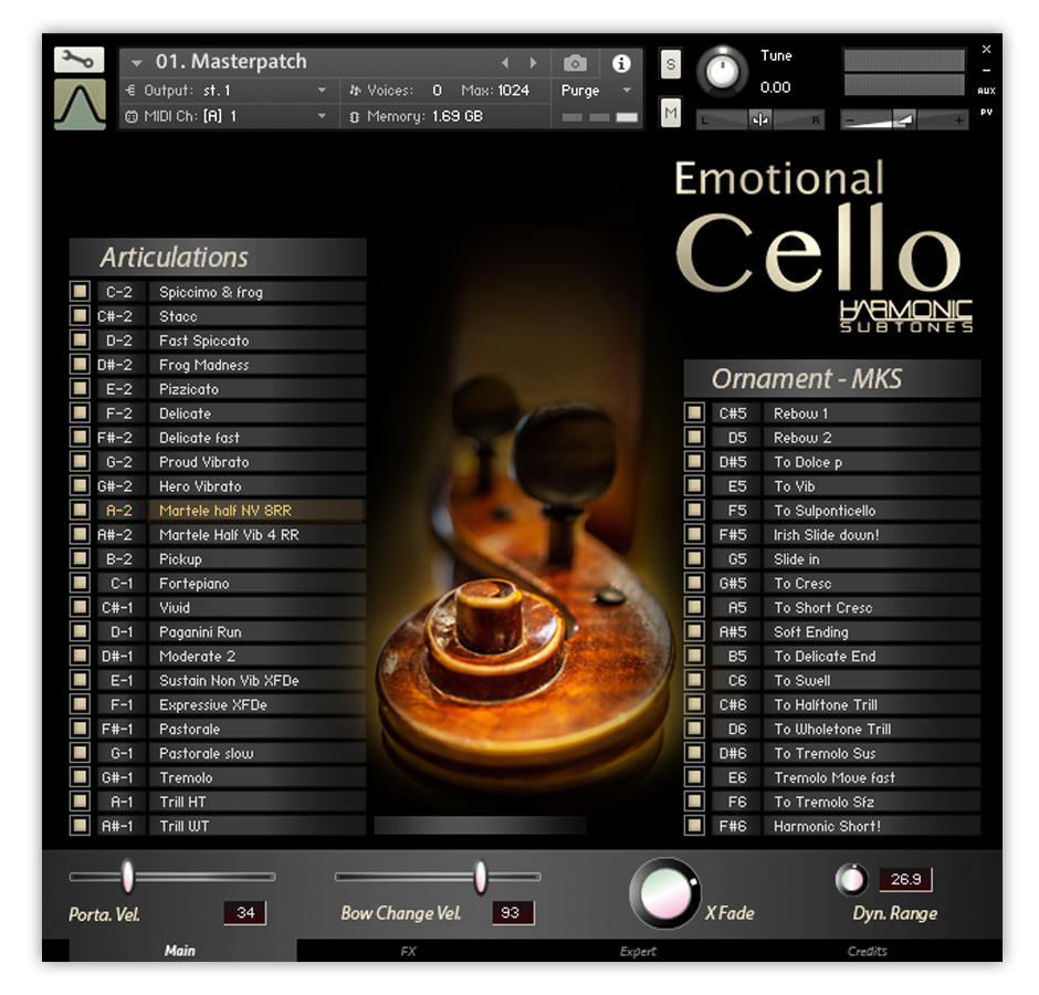 Emotional cello 1.5 GUI