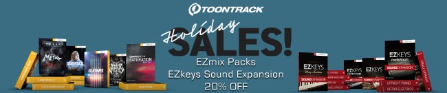 Banner Toontrack: 20% OFF EZmix Packs & EZkeys EXP