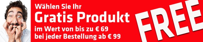 Banner Gratis Produkt mit jeder Bestellung