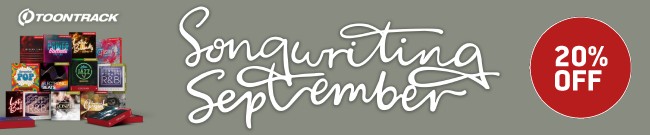 Banner Toontrack - Songwriting September - 20 % Off