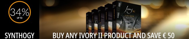 Banner Synthogy Ivory II - Up to 34% Off All Titles