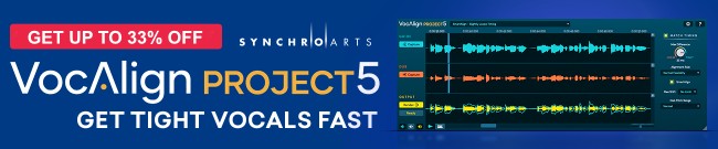 Banner Synchro Arts - 33% Off VocAlign Project 5
