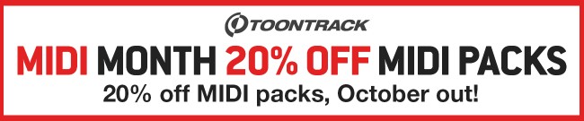 Banner Toontrack MIDI Month - 20% Off