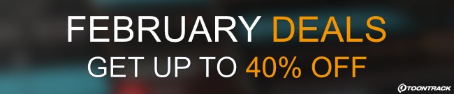 Banner Toontrack - February Deals - Up to 40% Off