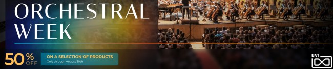 Banner UVI Orchestral Week: 50% Off