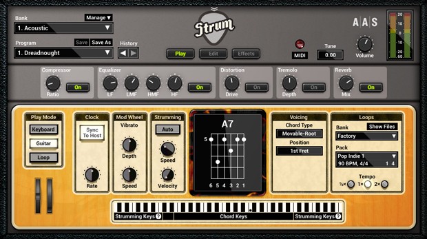 Strum GS Acoustic GUI Screen