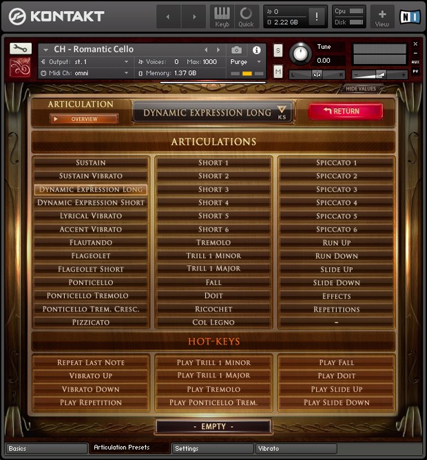 Solo Cello Articulations GUI