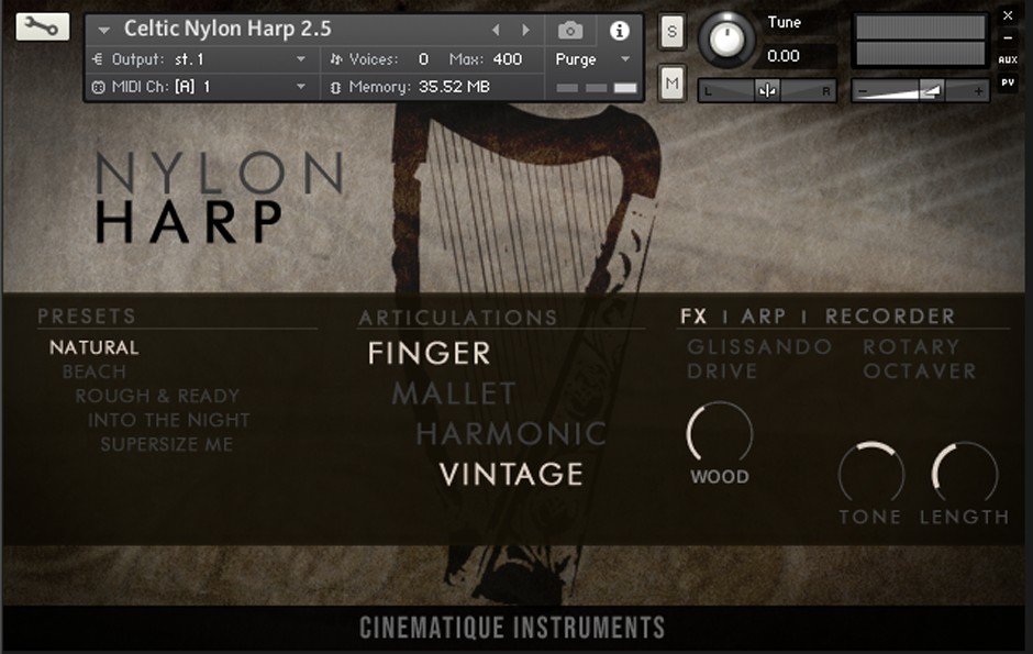 Nylon Harp GUI