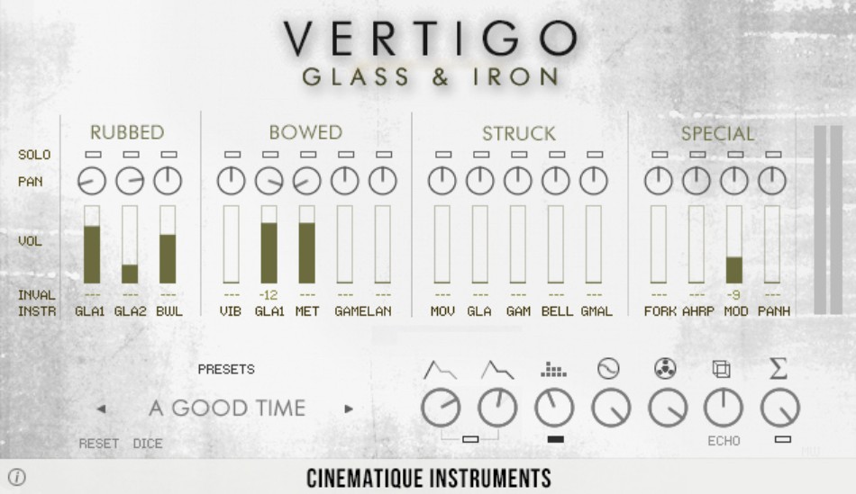 Cinematique Instruments Vertigo Glass and Iron Gui