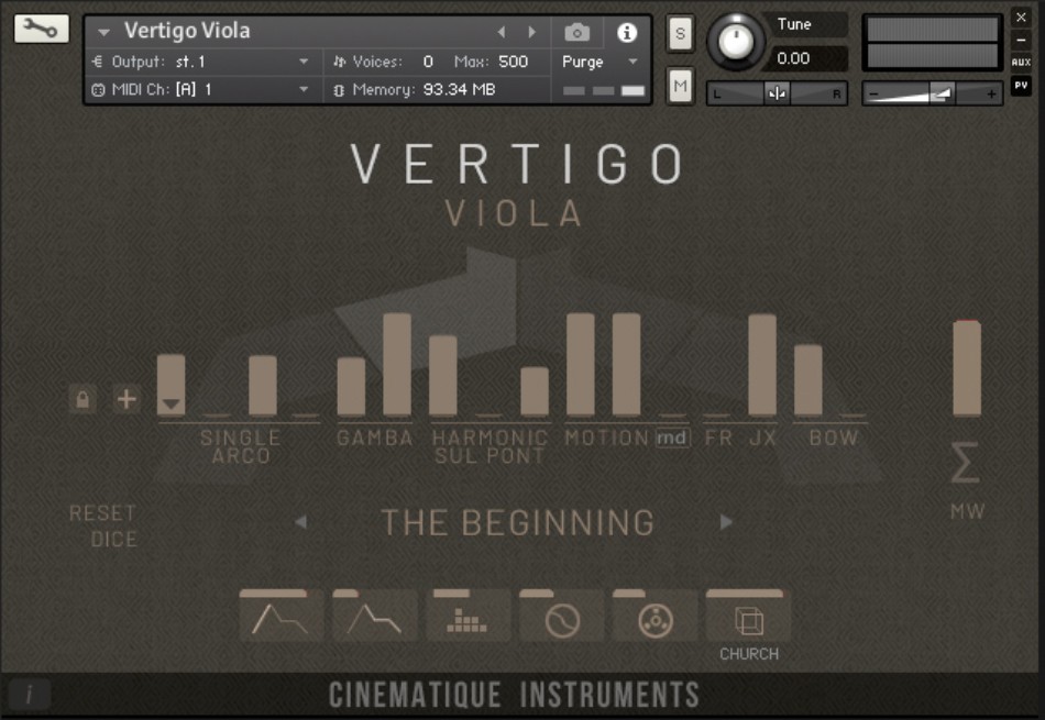 Vertigo Viola Main GUI Screen