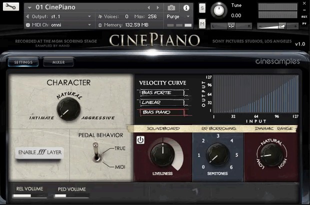 CinePiano GUI Screen 2