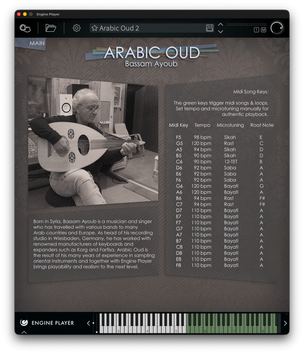 Arabic Oud GUI Info Page
