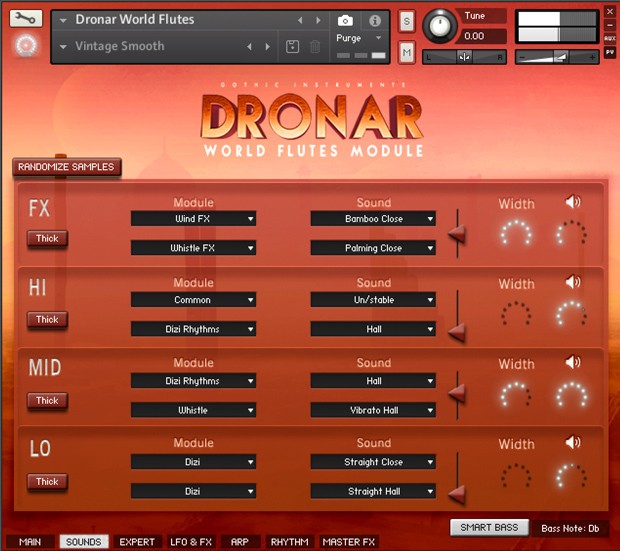 Dronar World Flutes GUI Screen 2