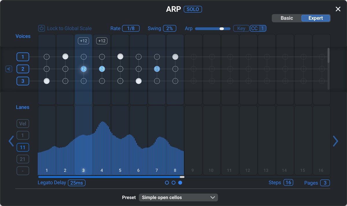 Divisimate 2 Arpeggiator Page