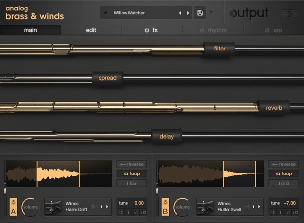 Analog Brass and Winds Main GUI Screen