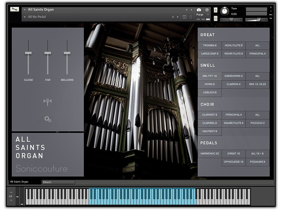 All Saints Organ Manin GUI Screen