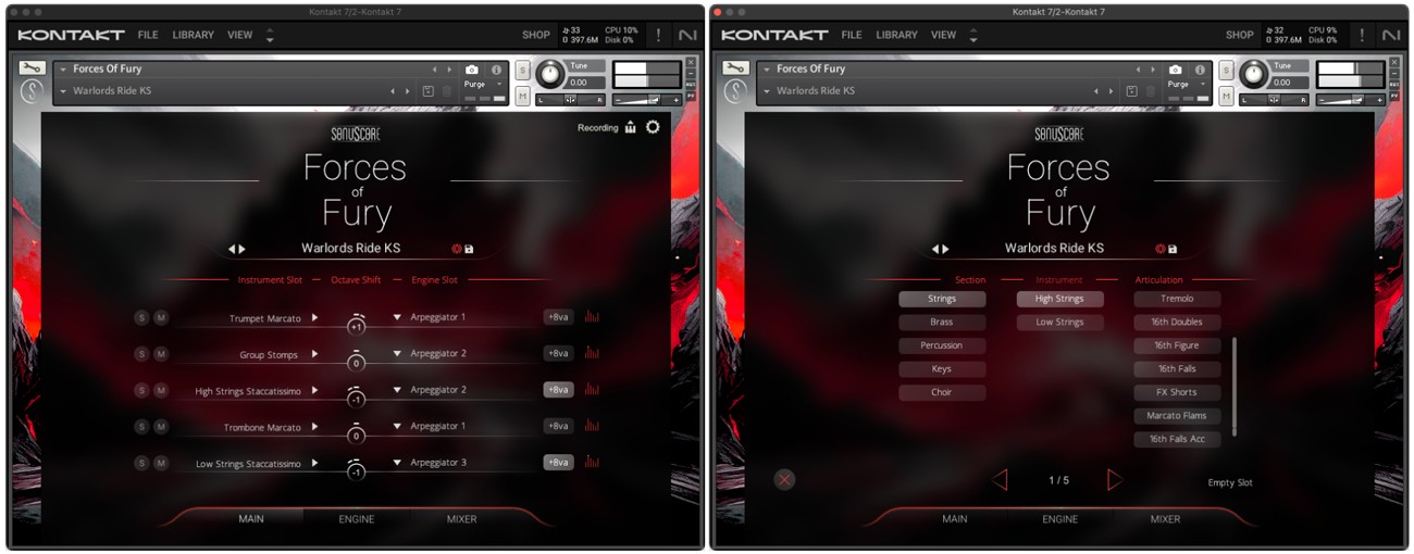 Forces of Fury GUI Main and Instruments
