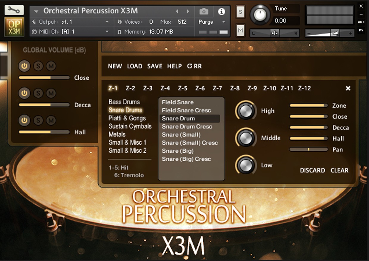 Orchestral Percussion X3M GUI