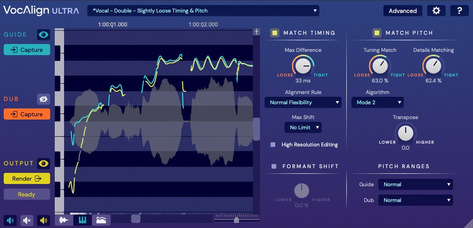 VocAlign Ultra Pitch View GUI