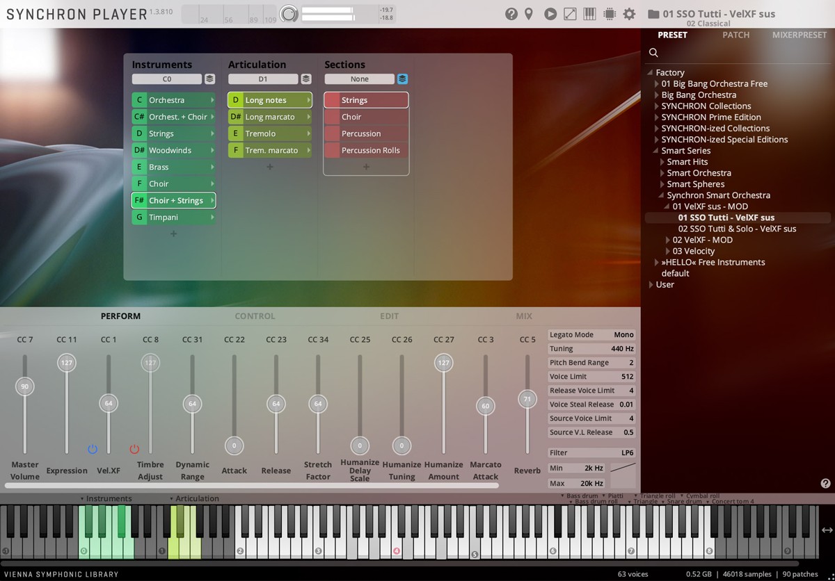 Synchron Smart Orchestra GUI Choir Strings 