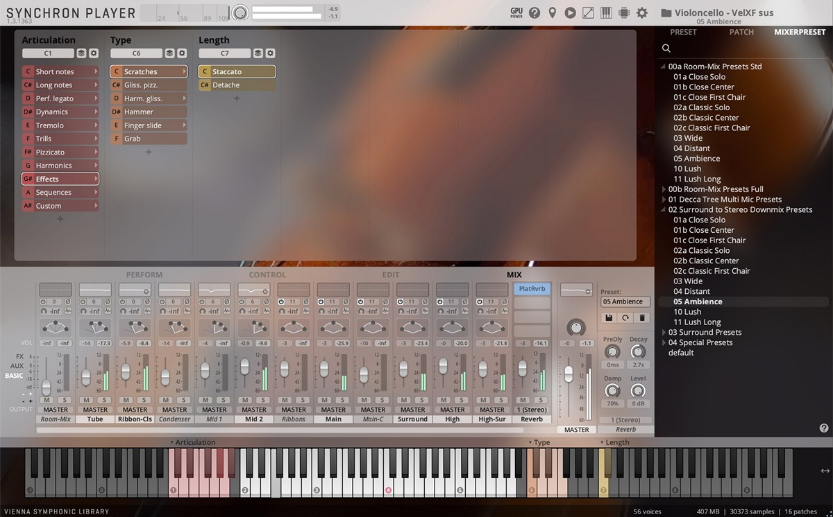Synchron Player Cello GUI