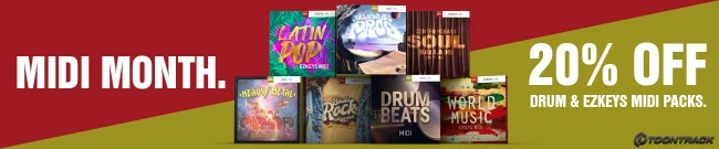 Banner Toontrack MIDI MONTH - 20% OFF